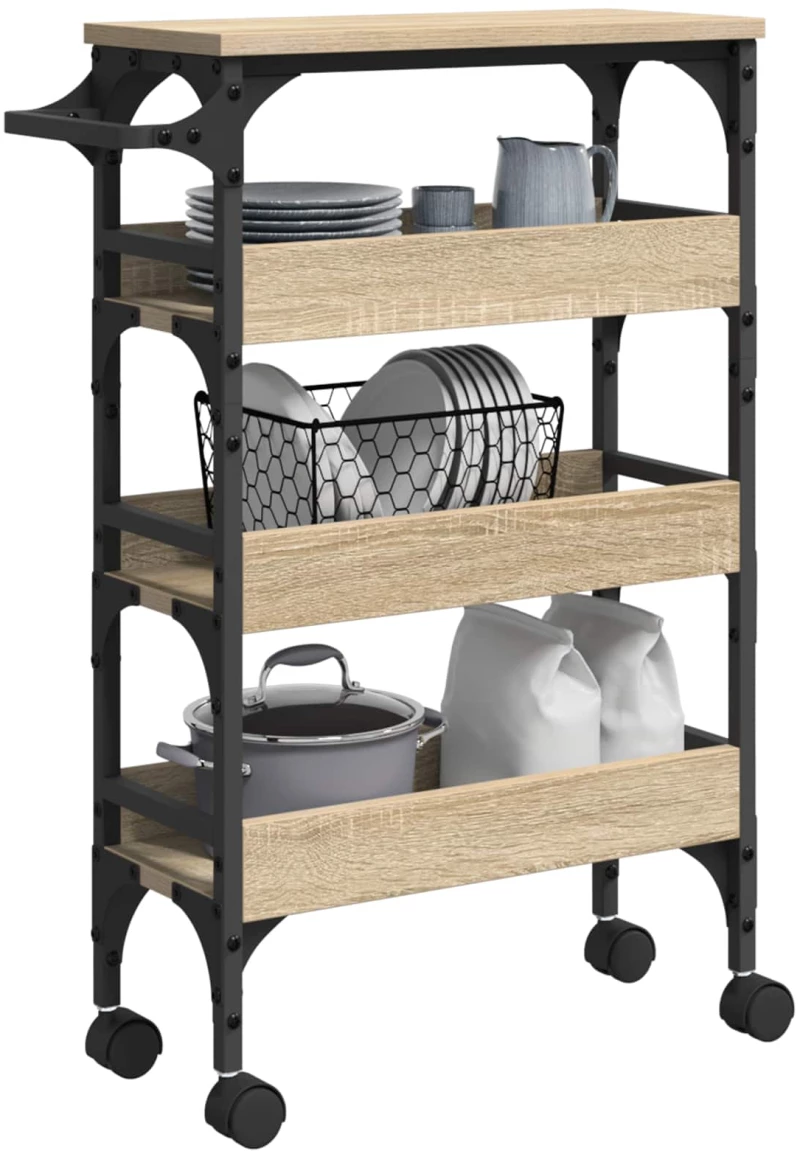vidaXL Καρότσι Κουζίνας Δρύς Sonoma 53 x 20 x 76 εκ.