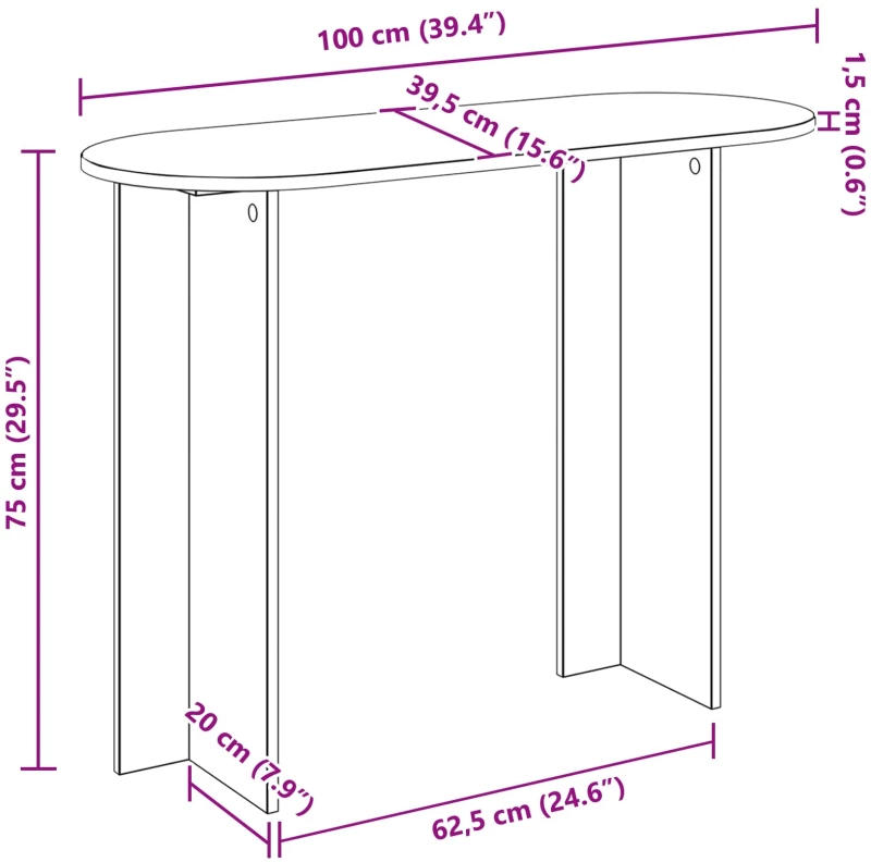vidaXL Τραπέζι κονσόλας Γυαλιστερό Λευκό 100 x 39,5 x 75 εκ