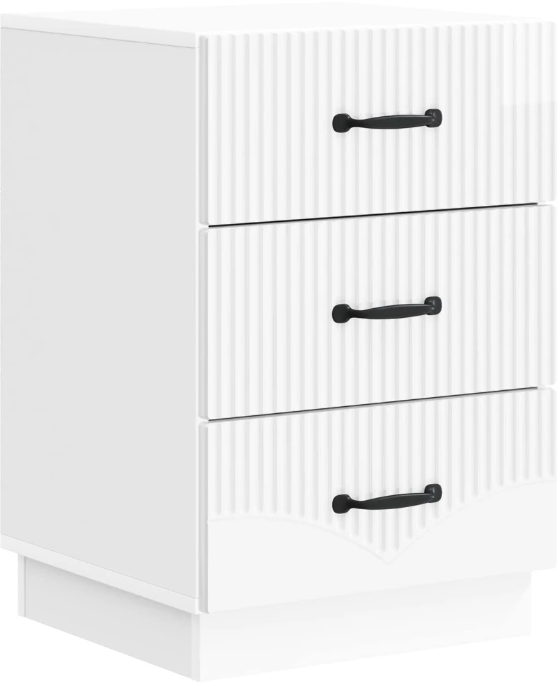 vidaXL Κομοδίνο Γυαλιστερό Λευκό 43 x 41 x 63,5 εκ. Επεξεργασμένο Ξύλο