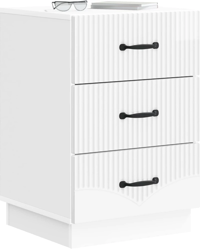 vidaXL Κομοδίνο Γυαλιστερό Λευκό 43 x 41 x 63,5 εκ. Επεξεργασμένο Ξύλο