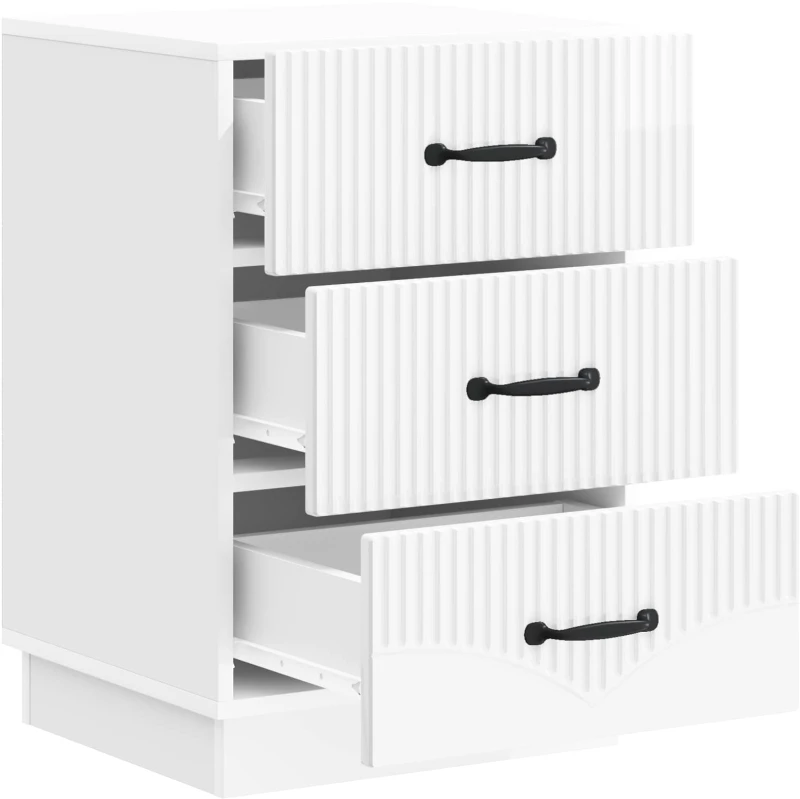 vidaXL Κομοδίνο Γυαλιστερό Λευκό 43 x 41 x 63,5 εκ. Επεξεργασμένο Ξύλο