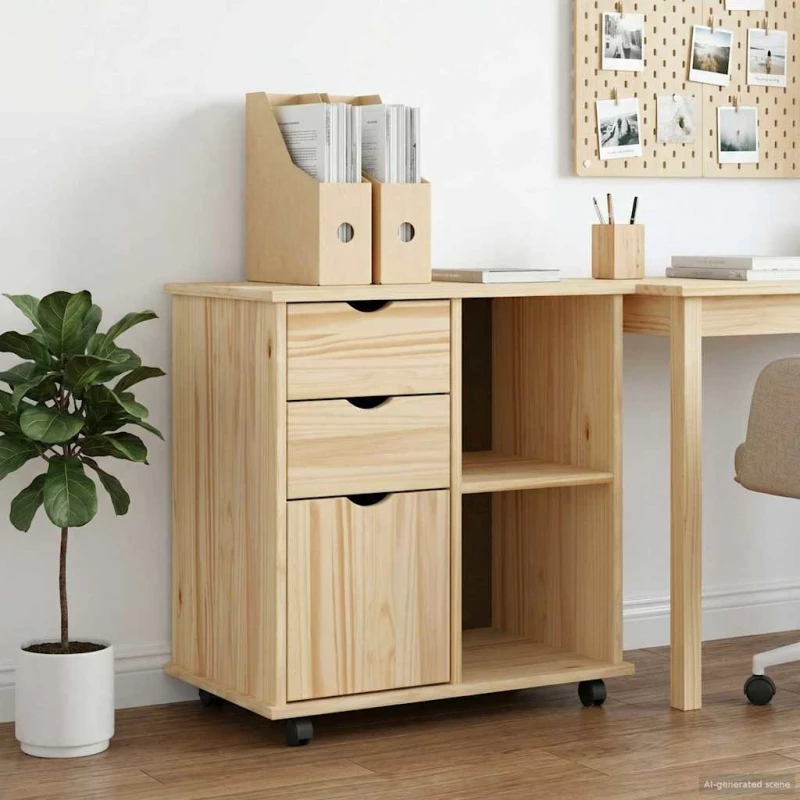 vidaXL Κινητό Ντουλάπι Καφέ 63,5 x 39 x 65,5 εκ. Στερεό ξύλο πεύκου