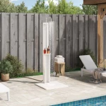 vidaXL Εξωτερικό ντους Λευκός 75 x 76 x 217 εκ Στερεό πεύκο