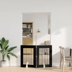 vidaXL Πύλη Σκύλου με Στηρίγματα 2 pcs Μαύρη Δρυς 60 x 80 cm