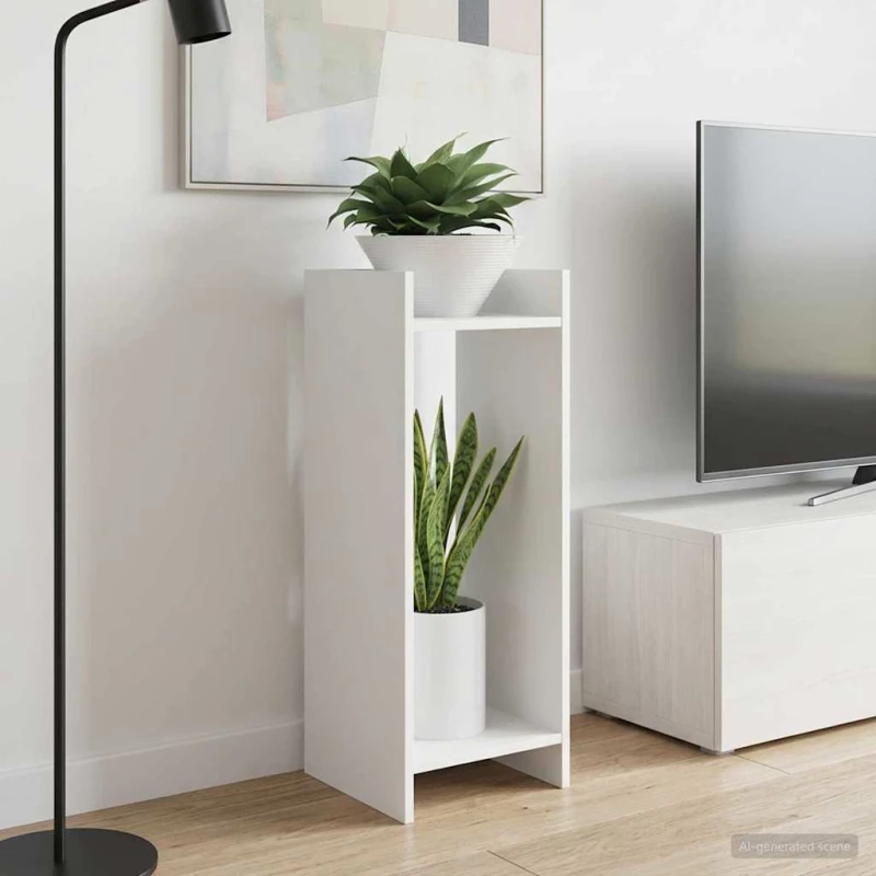 vidaXL Βάση φυτών με ράφι 2 pcs Λευκός 30 x 30 x 80 cm