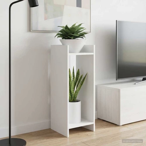 vidaXL Βάση φυτών με ράφι 2 pcs Λευκός 30 x 30 x 80 cm
