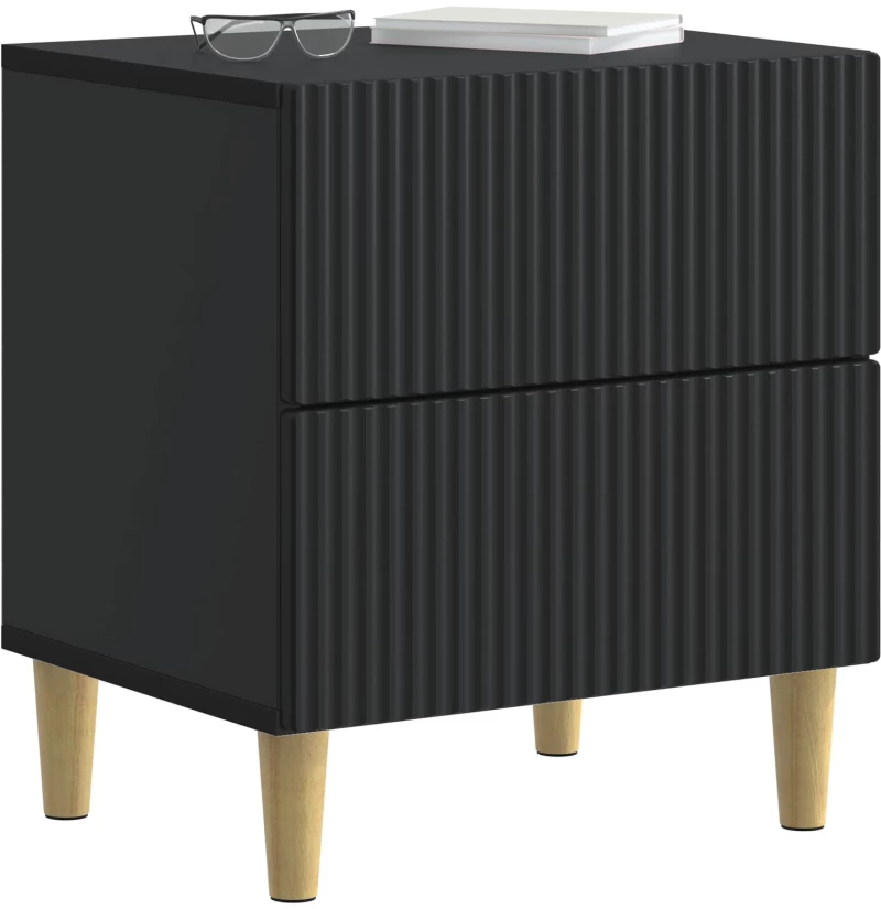 vidaXL Κομοδίνο με συρτάρι Μαύρο 43 x 34,5 x 48 εκ Επεξεργασμένο Ξύλο