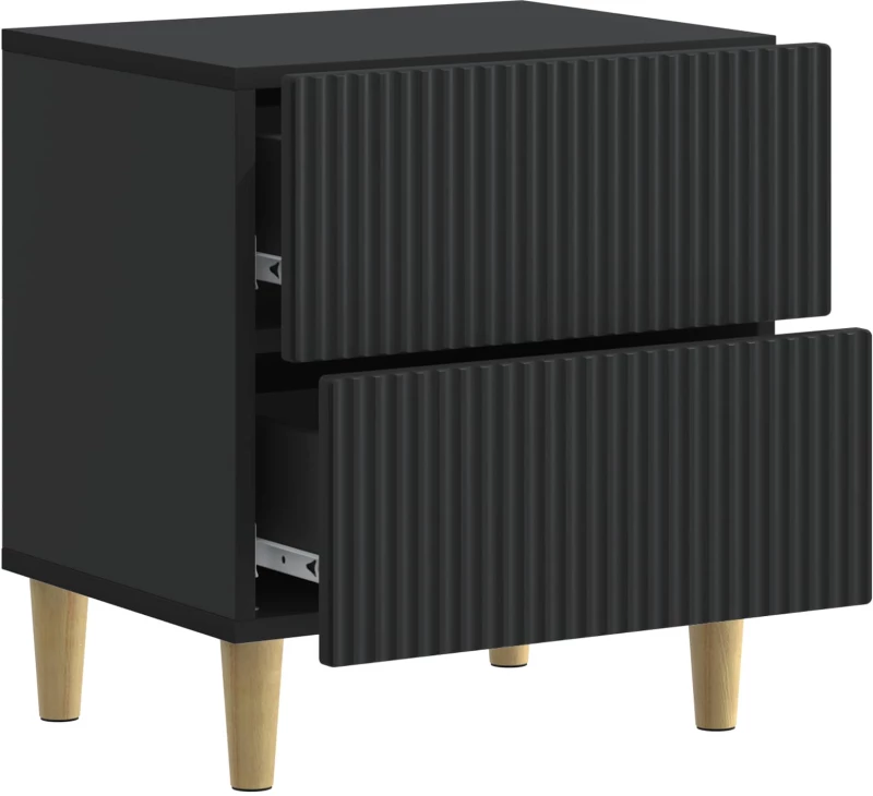 vidaXL Κομοδίνο με συρτάρι Μαύρο 43 x 34,5 x 48 εκ Επεξεργασμένο Ξύλο