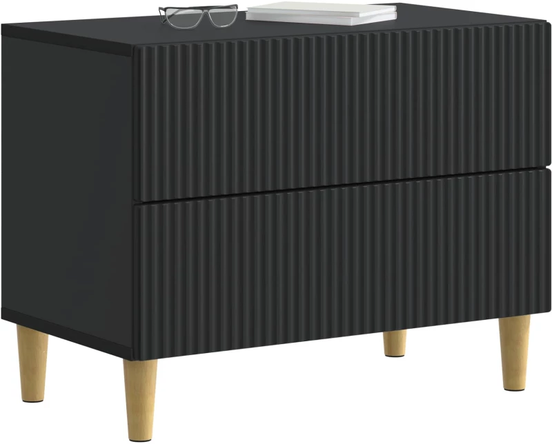vidaXL Κομοδίνο με συρτάρι Μαύρο 62 x 34,5 x 48 εκ Επεξεργασμένο Ξύλο