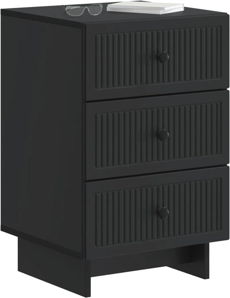 vidaXL Κομοδίνο με συρτάρι Μαύρο 43 x 41 x 66,5 εκ. Επεξεργασμένο Ξύλο