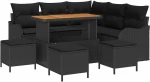 vidaXL Σετ Καναπέ Κήπου με μαξιλάρι 9 pcs Μαύρο συνθετικό ρατάν