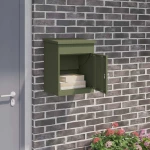 vidaXL Θυρίδα Πακέτων με αποθήκευση Λαδί 47,5 x 38 x 59 εκ. Ατσάλι