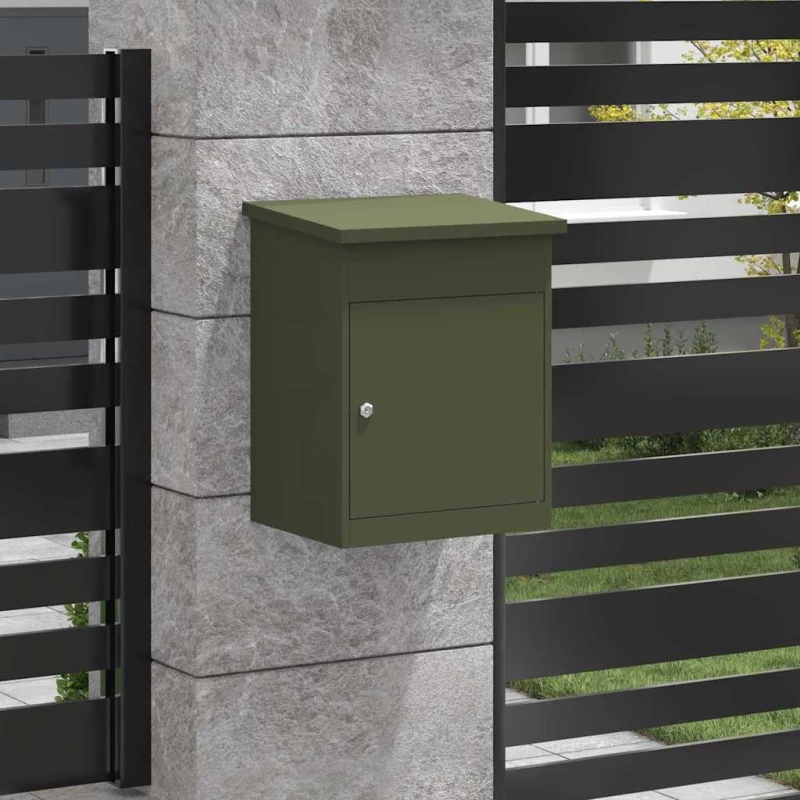 vidaXL Θυρίδα Πακέτων με αποθήκευση Λαδί 47,5 x 38 x 59 εκ. Ατσάλι