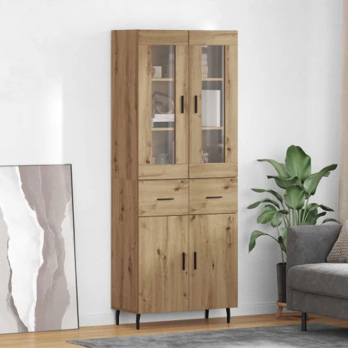 vidaXL Highboard με συρτάρι 2 pcs Artisan Oak Επεξεργασμένο ξύλο