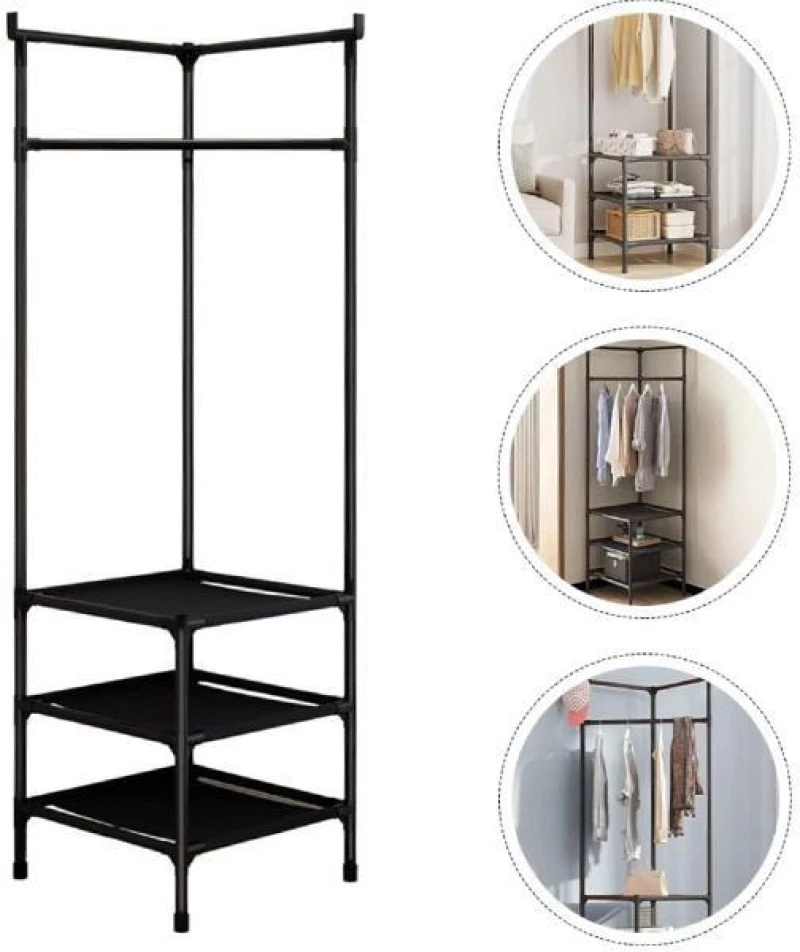 Κρεμάστρα ράγα οργάνωσης ρούχων Nextdeco μαύρη Υ180x45x45εκ
