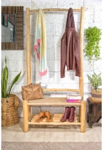 Έπιπλο εισόδου Nextdeco Kwarta κρεμάστρα παπουτσοθήκη teak Υ180x90x40εκ