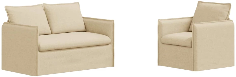 vidaXL Σετ Καναπέ 2 pcs Κρεμ 136 x 82 x 85 εκ Ύφασμα