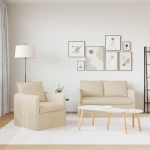 vidaXL Σετ Καναπέ 2 pcs Κρεμ 136 x 82 x 85 εκ Ύφασμα