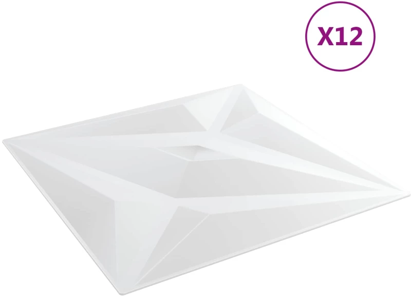 vidaXL Πάνελ τοίχου Αστέρι 12 pcs Άσπρο Αστέρι 50 x 50 cm Φελιζόλ XPS