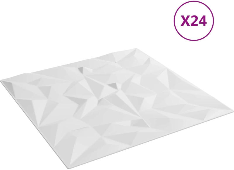 vidaXL Πάνελ τοίχου 24 pcs Λευκό 50 x 50 cm Φελιζόλ XPS