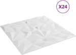 vidaXL Πάνελ τοίχου 24 pcs Λευκό 50 x 50 cm Φελιζόλ XPS