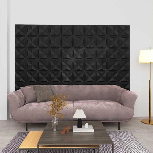 vidaXL Πάνελ τοίχου 24 pcs Οριγκάμι Μαύρο 50 x 50 cm Φελιζόλ XPS