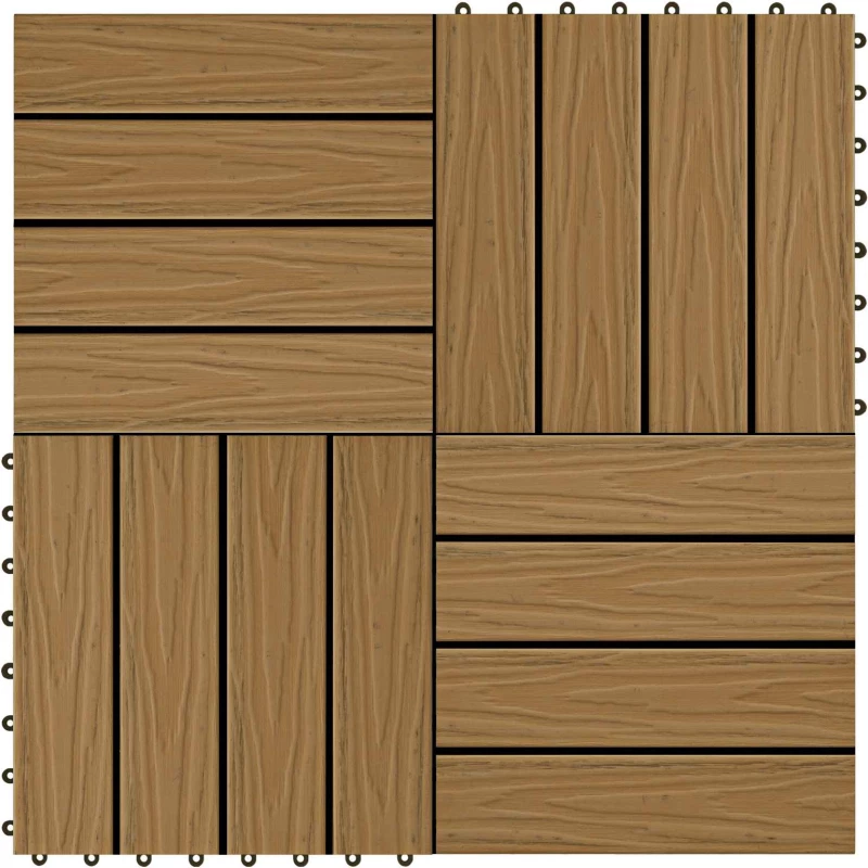 vidaXL Πλάκα Κατασκευής 3D Σχεδίαση 11 pcs Ξύλο teak 30 x 30 cm WPC