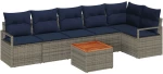 vidaXL Σετ Καναπέ Κήπου με μαξιλάρι 7 pcs Γκρι συνθετικό ρατάν