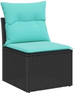 vidaXL Σετ Καναπέ Κήπου με μαξιλάρι 7 pcs Μαύρο συνθετικό ρατάν