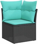 vidaXL Σετ Καναπέ Κήπου με μαξιλάρι 7 pcs Μαύρο συνθετικό ρατάν