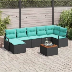 vidaXL Σετ Καναπέ Κήπου με μαξιλάρι 8 pcs Μαύρο συνθετικό ρατάν