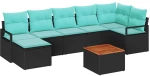 vidaXL Σετ Καναπέ Κήπου με μαξιλάρι 8 pcs Μαύρο συνθετικό ρατάν
