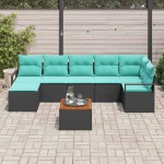 vidaXL Σετ Καναπέ Κήπου με μαξιλάρι 8 pcs Μαύρο συνθετικό ρατάν