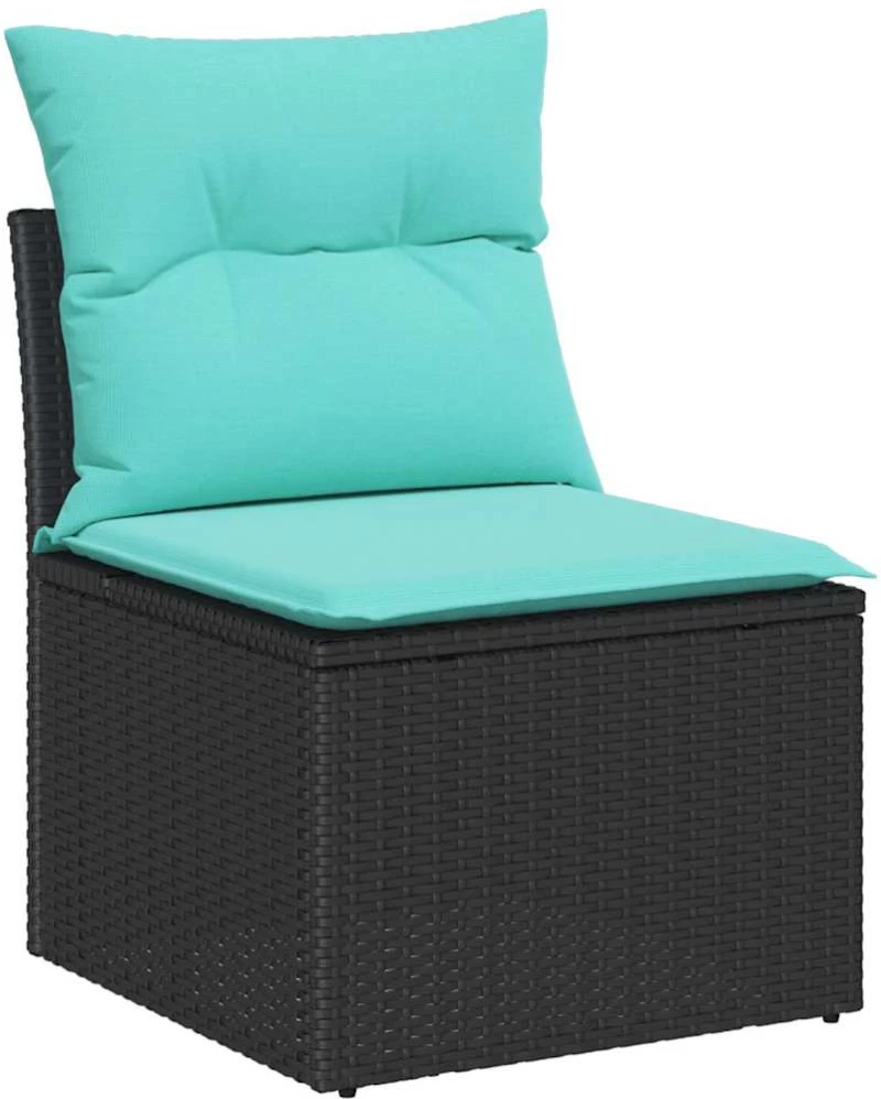 vidaXL Σετ Καναπέ Κήπου με μαξιλάρι 8 pcs Μαύρο συνθετικό ρατάν