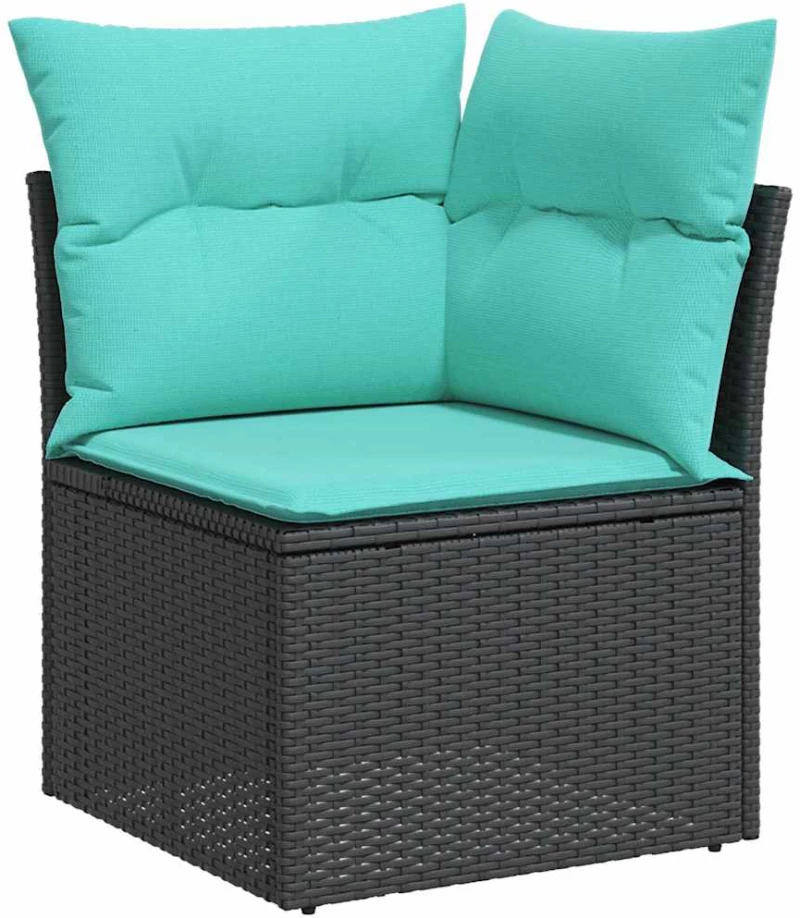 vidaXL Σετ Καναπέ Κήπου με μαξιλάρι 8 pcs Μαύρο συνθετικό ρατάν