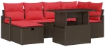 vidaXL Σετ Καναπέ Κήπου με μαξιλάρι 7 pcs Καφέ Πολυ ράταν