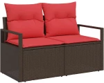 vidaXL Σετ Καναπέ Κήπου με μαξιλάρι 7 pcs Καφέ Πολυ ράταν