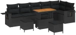 vidaXL Σετ Καναπέ Κήπου με μαξιλάρι 11 pcs Μαύρο συνθετικό ρατάν