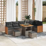 vidaXL Σετ Καναπέ Κήπου με μαξιλάρι 11 pcs Γκρι συνθετικό ρατάν