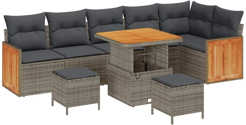 vidaXL Σετ Καναπέ Κήπου με μαξιλάρι 11 pcs Γκρι συνθετικό ρατάν