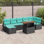 vidaXL Σετ Καναπέ Κήπου με μαξιλάρι 8 pcs Μαύρο συνθετικό ρατάν