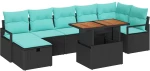 vidaXL Σετ Καναπέ Κήπου με μαξιλάρι 8 pcs Μαύρο συνθετικό ρατάν