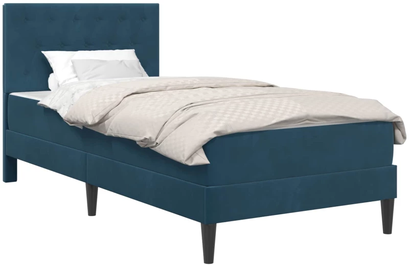 vidaXL Σκελετός κρεβατιού με στρώμα Μπλε 90 x 200 cm Βελούδο