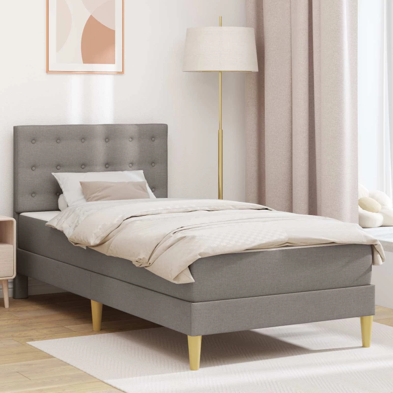 vidaXL Σκελετός κρεβατιού με στρώμα Taupe 90 x 190 cm ύφασμα