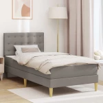 vidaXL Σκελετός κρεβατιού με στρώμα Taupe 90 x 190 cm ύφασμα