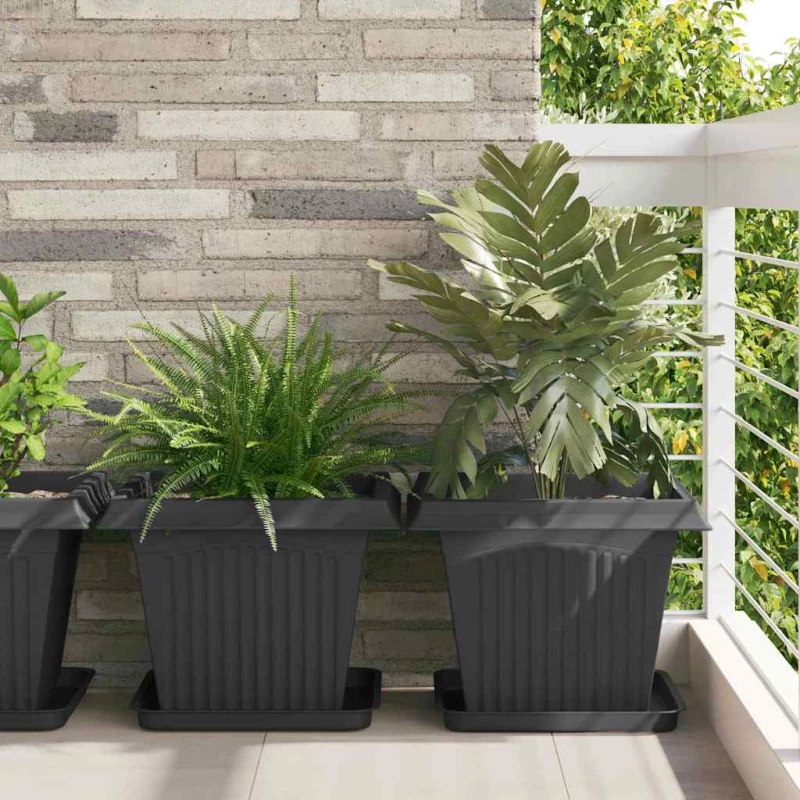 vidaXL Γλάστρες φυτών 24 pcs Μαύρο 43 x 43 x 33,5 εκ Πλαστικό
