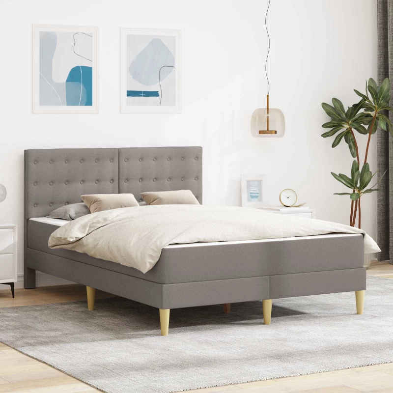 vidaXL Σκελετός κρεβατιού με στρώμα Taupe 140 x 200 cm ύφασμα