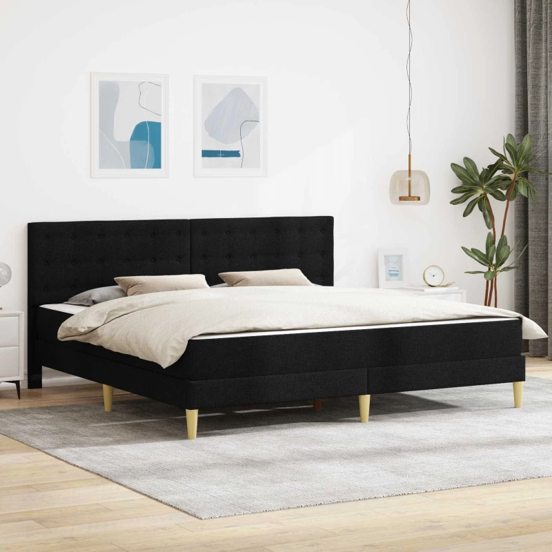 vidaXL Σκελετός κρεβατιού με στρώμα Μαύρο 180 x 200 cm ύφασμα