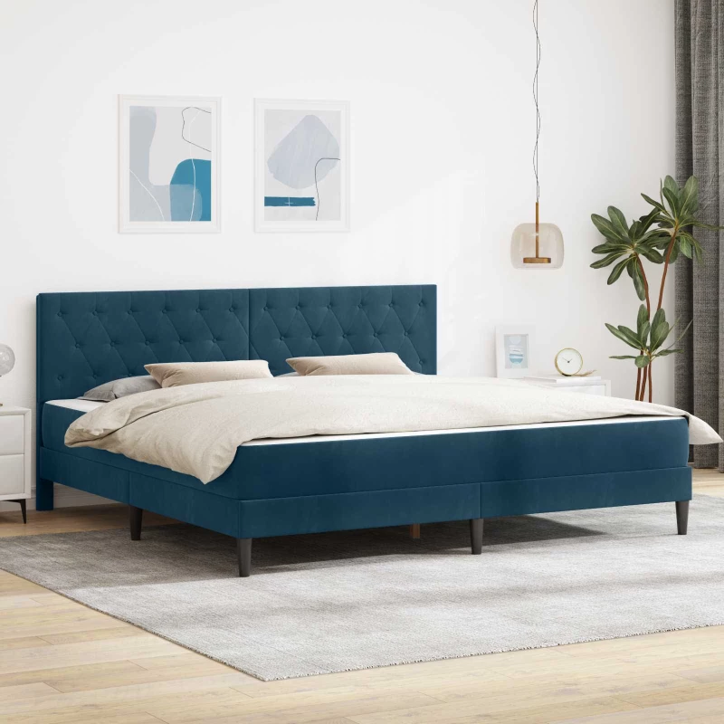 vidaXL Σκελετός κρεβατιού με στρώμα Μπλε 200 x 200 cm Βελούδο