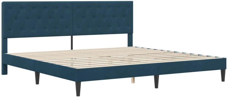 vidaXL Σκελετός κρεβατιού με στρώμα Μπλε 200 x 200 cm Βελούδο